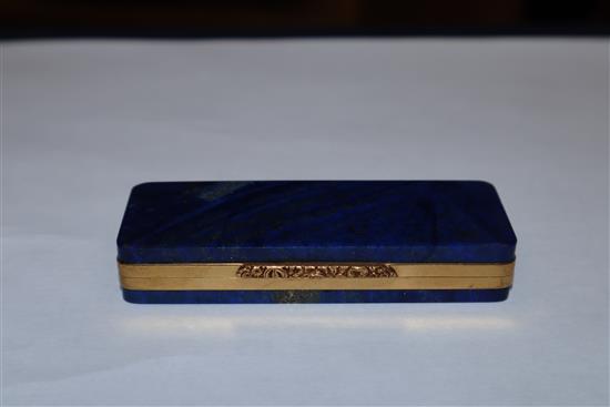 A gold mounted lapis lazuli toothpick box